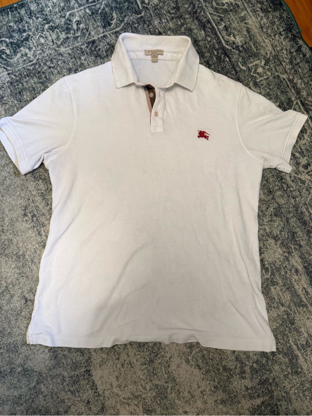Burberry White Polo with Red Embroidered Logo